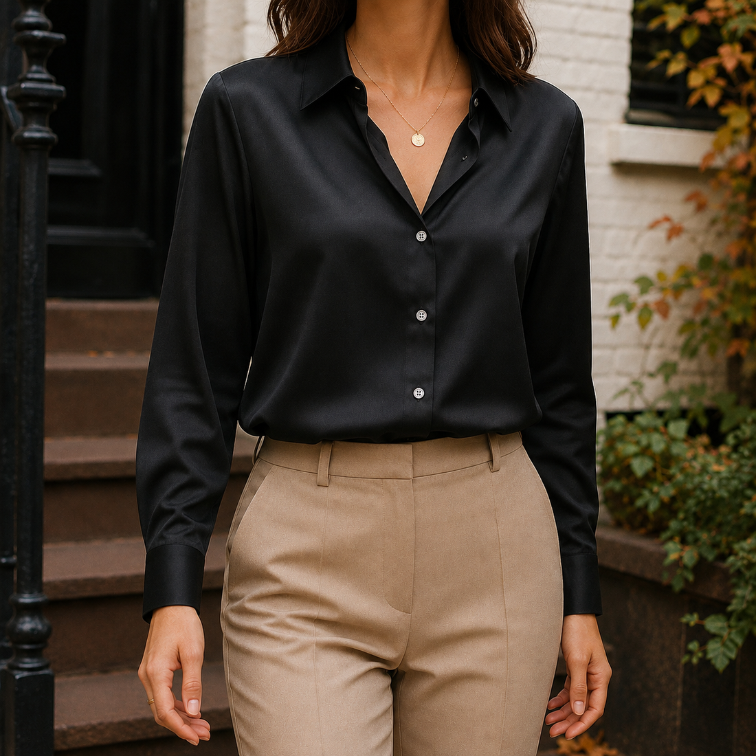 Hallie-Jade Satin Blouse - Black
