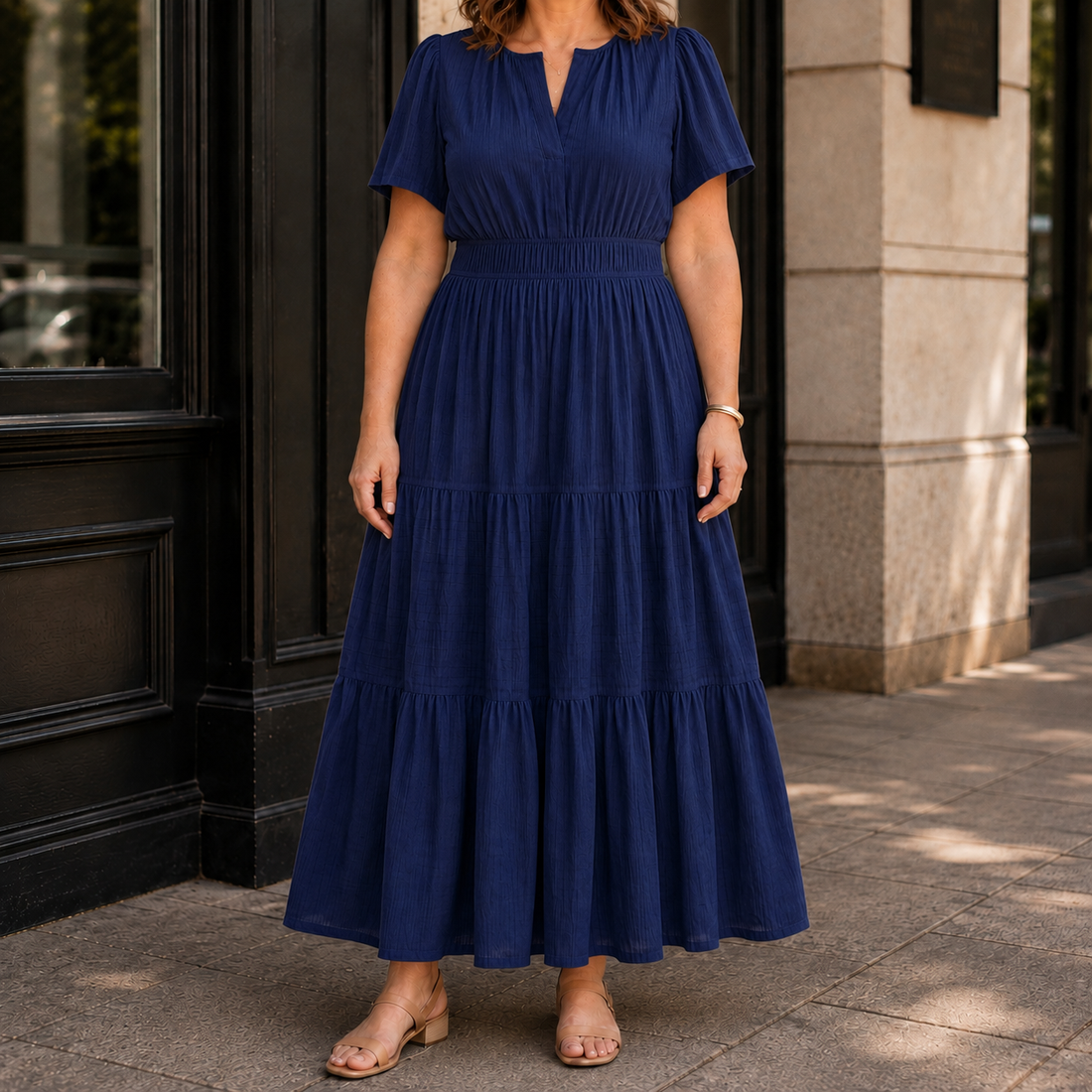 Zinnia Tiered Maxi Dress - Navy