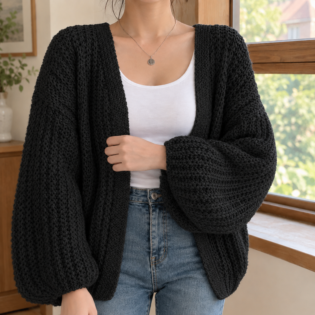 Madeleine-Eve Chunky Cardigan - Black