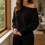 Astrid-Rose Asymmetric Sweater - Black