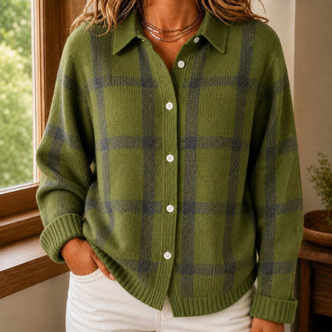 Sabina Plaid Sweater - Green