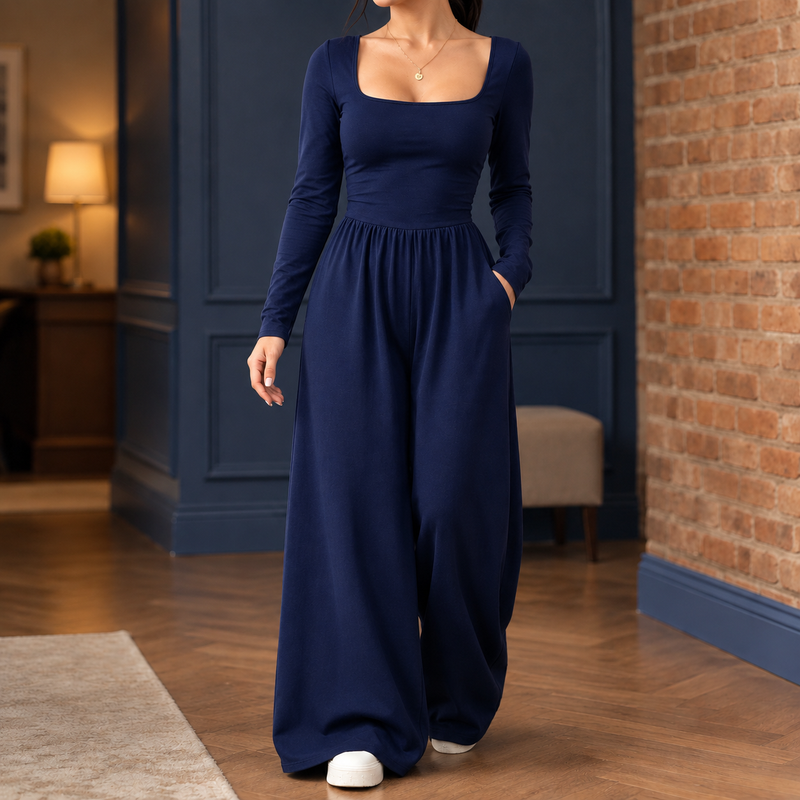 Sylvaine-Claire Wide Leg Jumpsuit - Dark Blue