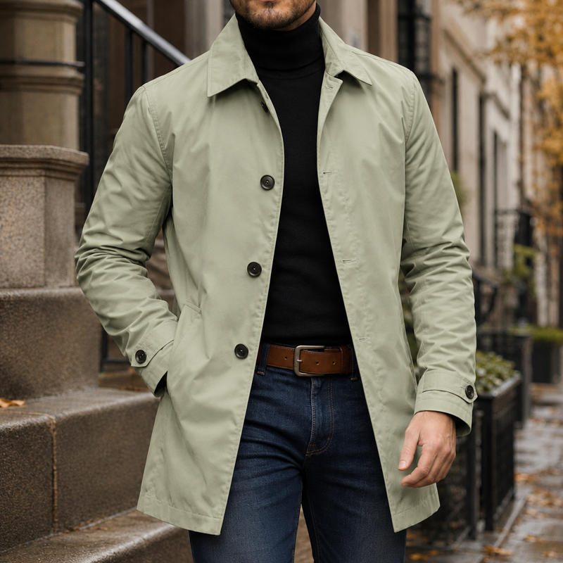 Marco Buttoned Overcoat - Khaki