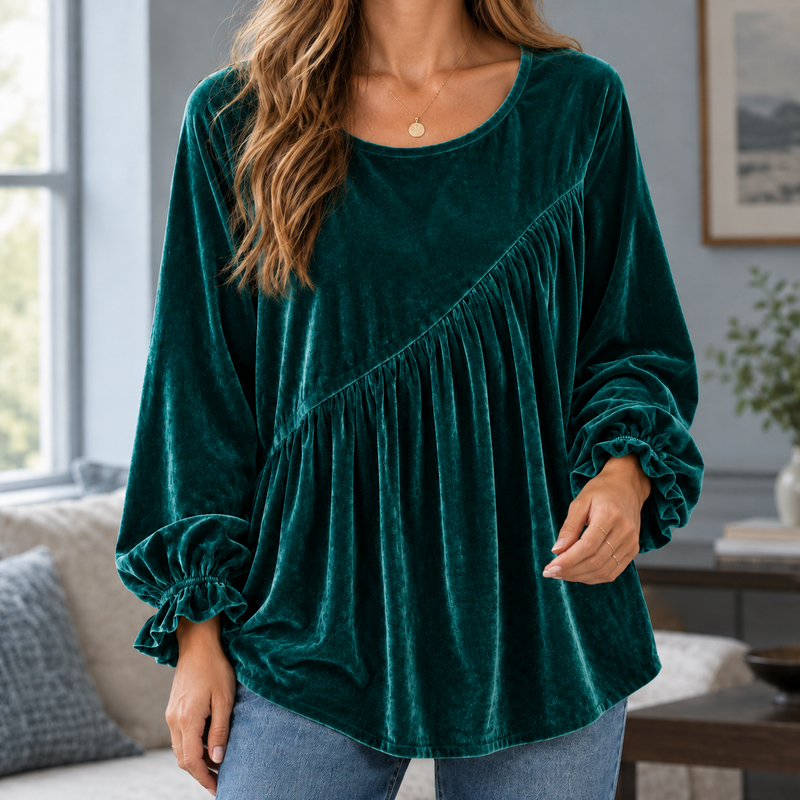 Juliet-Claire Asymmetric Top - Dark Green