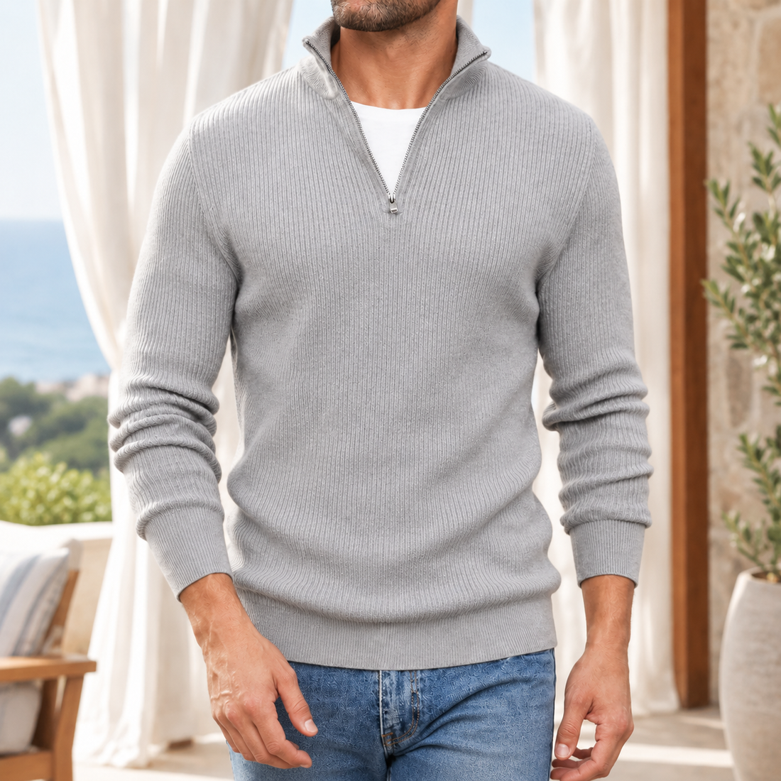 Francis Ribbed Sweater - Gray