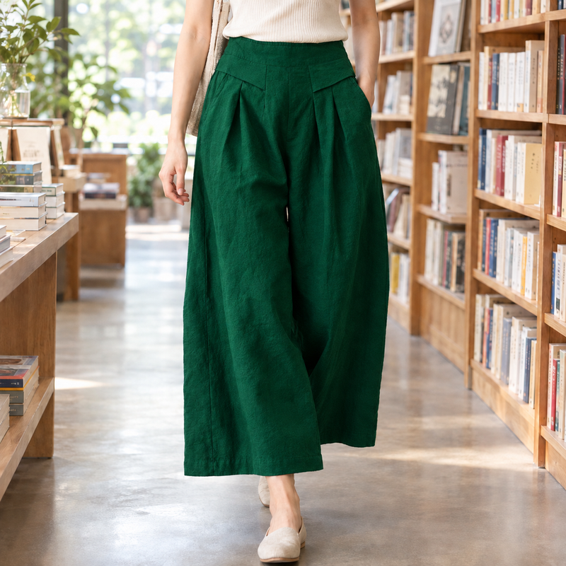 Melanie-Claire Wide Leg Pants - Dark Green