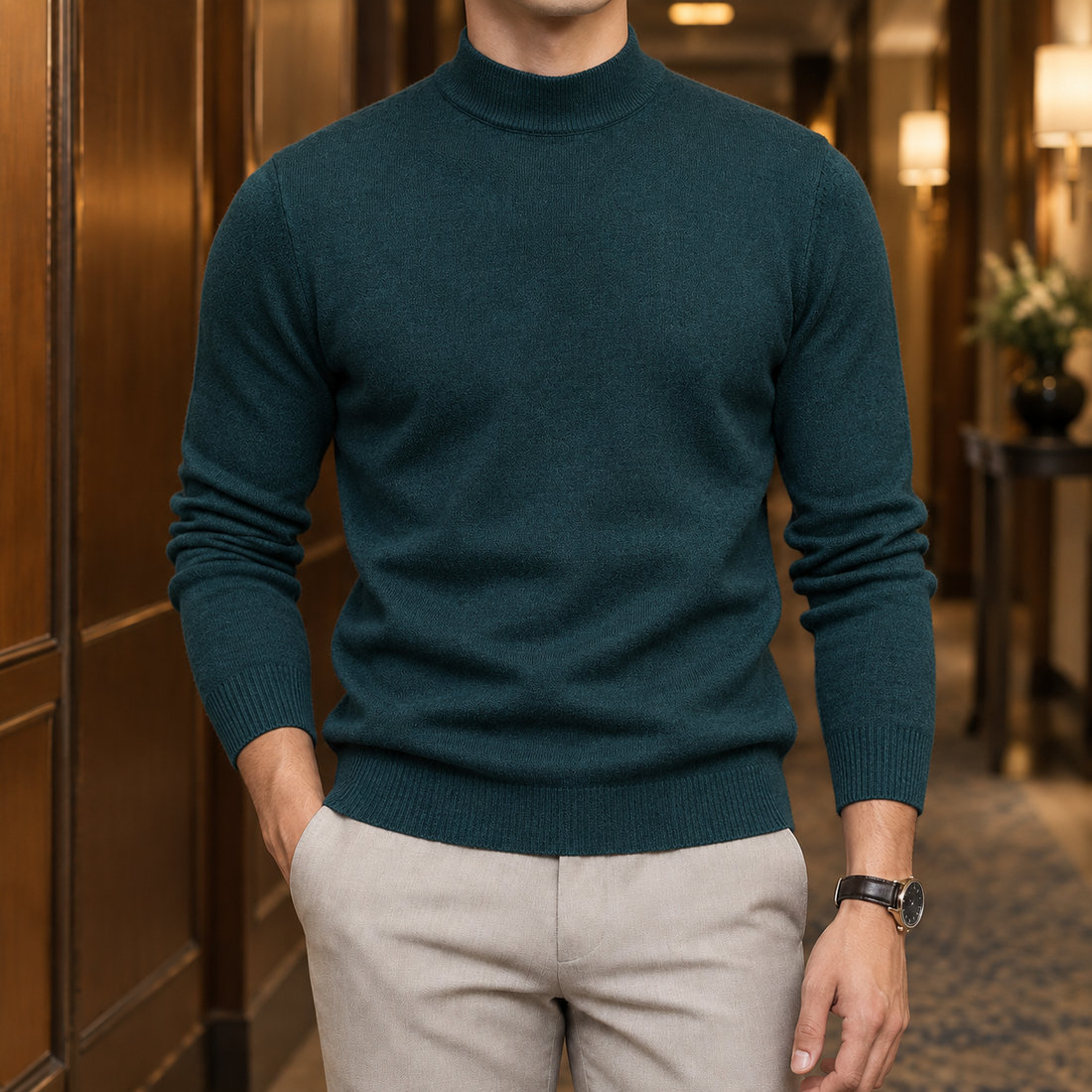 Osric Mock Neck Sweater - Dark Green