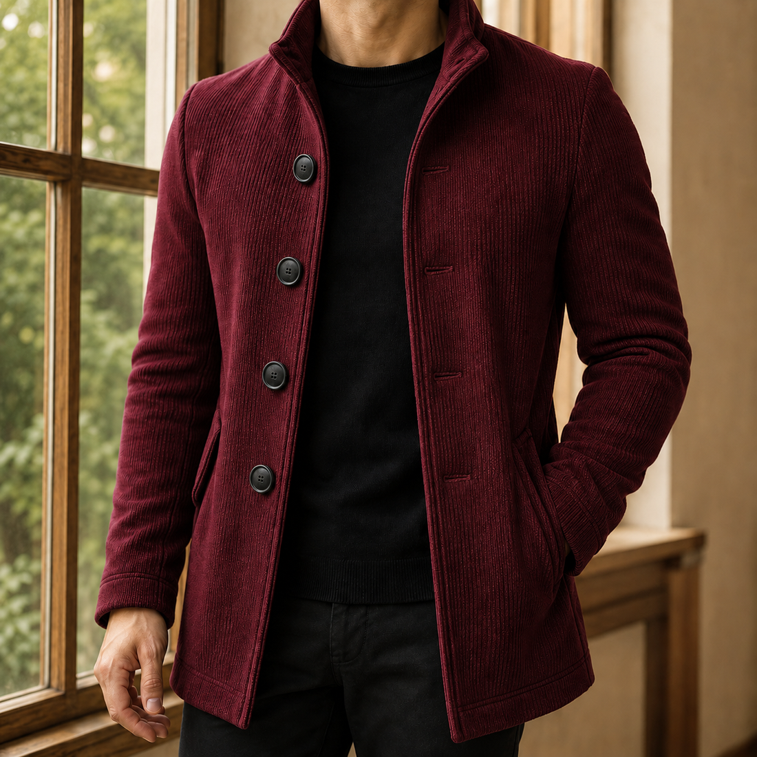 Magnus Ribbed Coat - Red