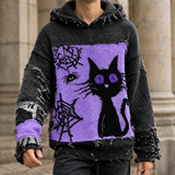 Valentin Cat Graphic Sweater - Purple