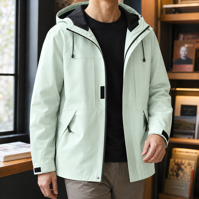 Florian Hooded Jacket - Light Green Windbreaker