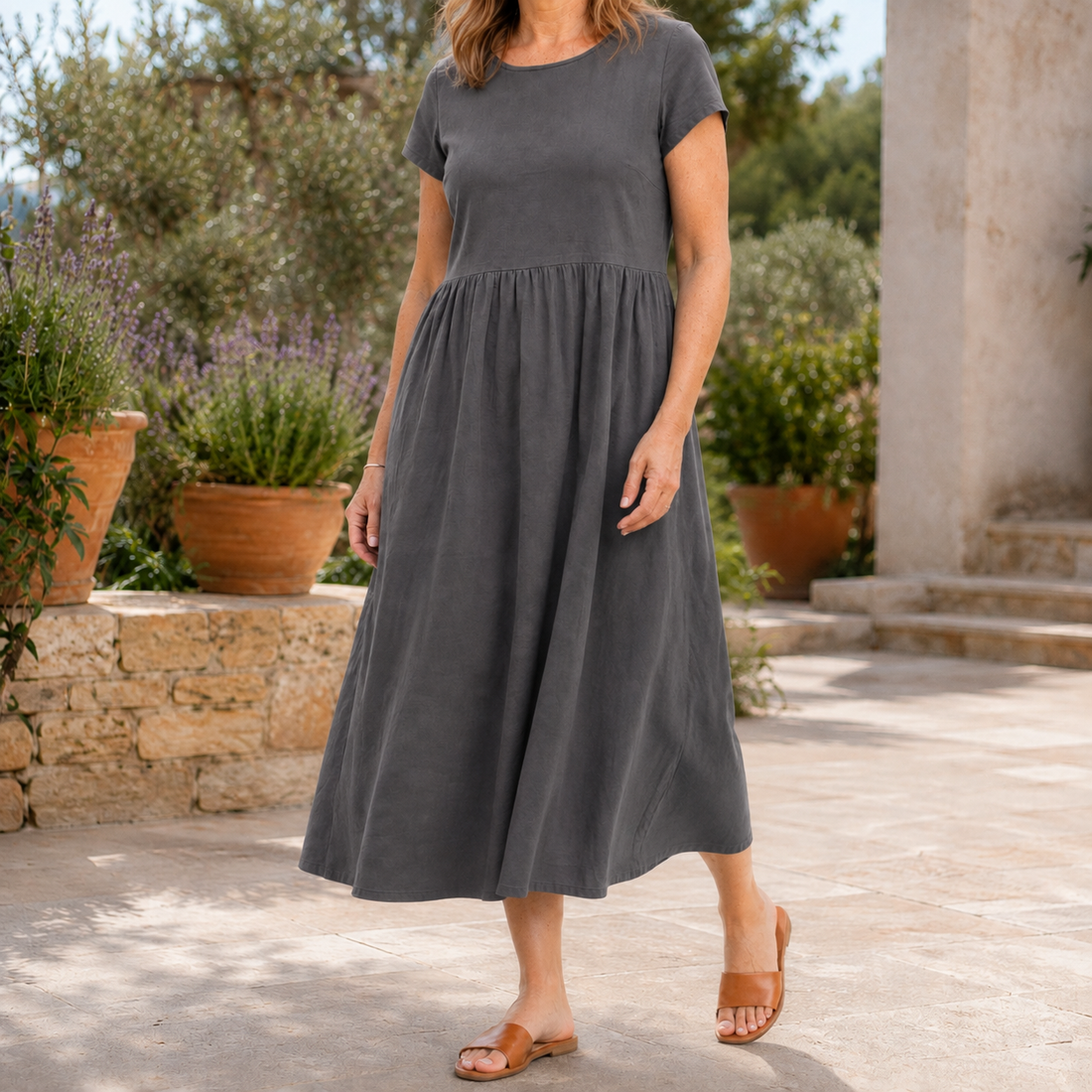 Ilaria Relaxed Midi Dress - Gray