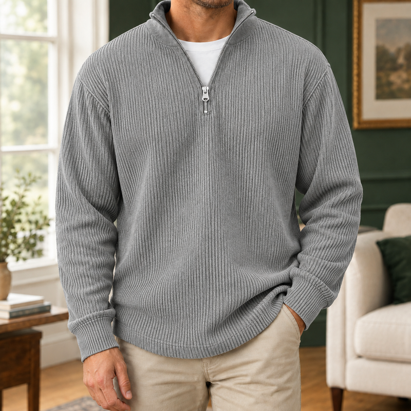 Blake Ribbed Pullover - Gray
