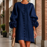 Elise Floral Cuff Dress - Navy
