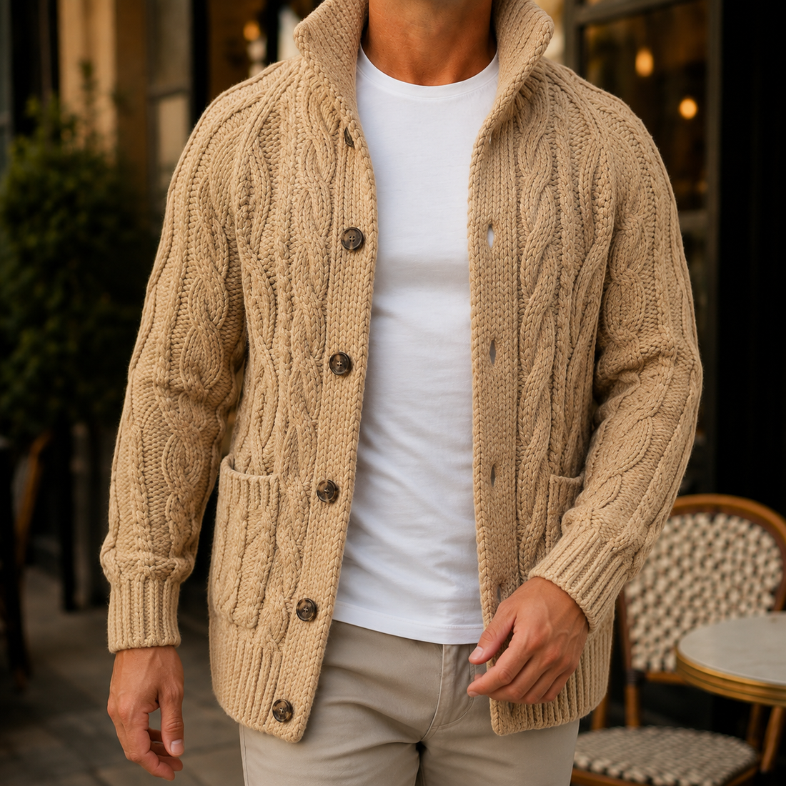 Caius Cable Knit Sweater - Light Brown