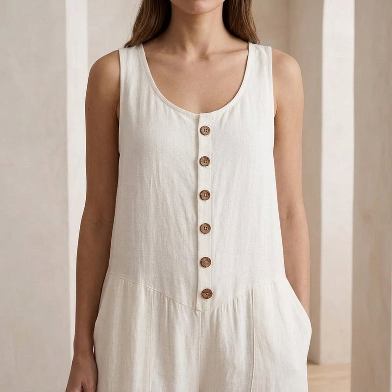 Orla Button Detail Jumpsuit - Lead Product Detail