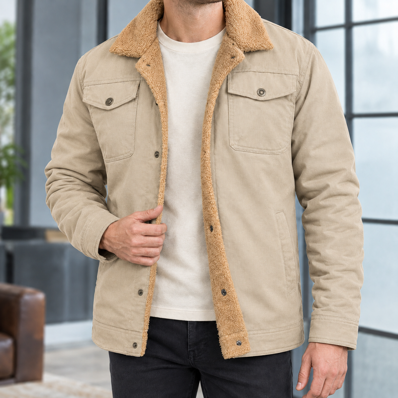 Hadrian Fleece-Lined Jacket - Light Khaki
