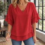 Marlene-Louise Fringed Top - Red