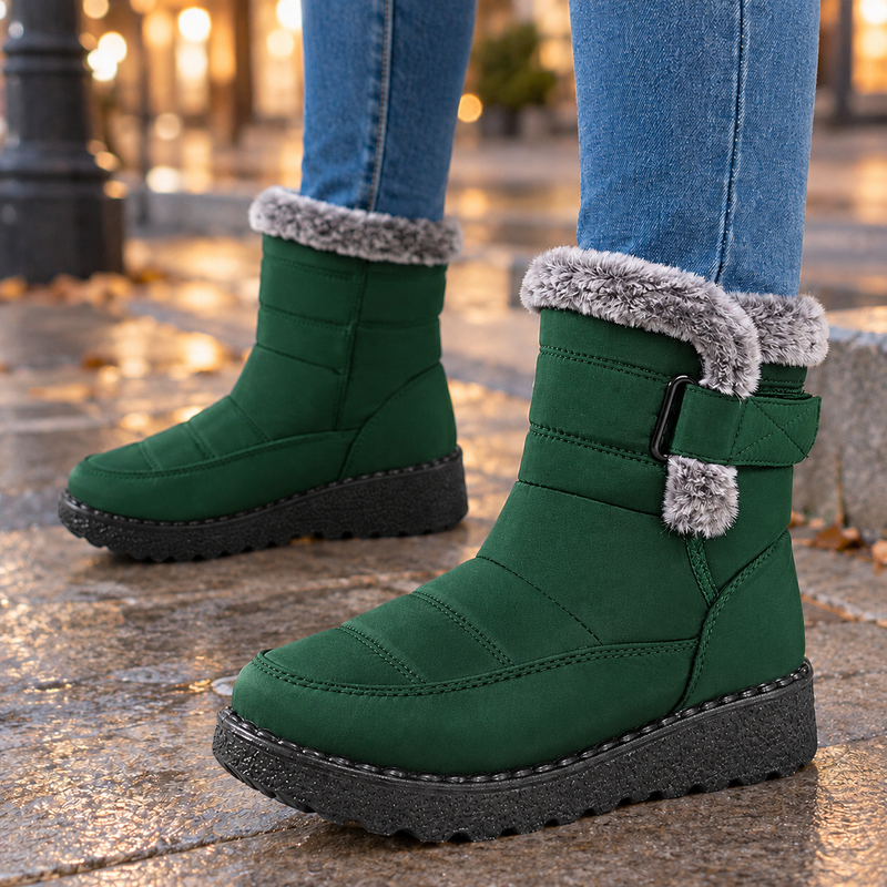 Lucania-Roma Fur-Trim Boots - Green