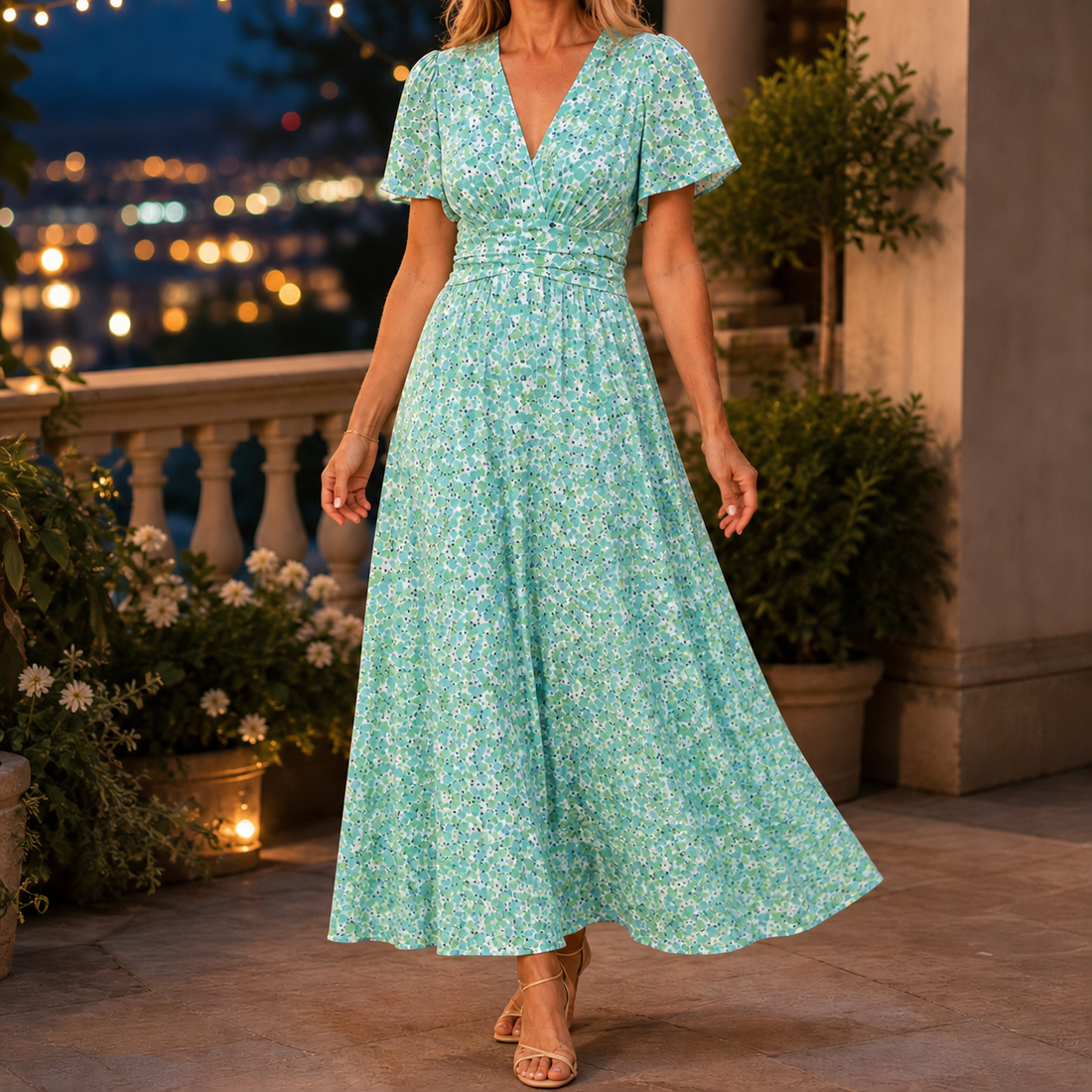 Xenia-Mae Floral Maxi Dress - Green
