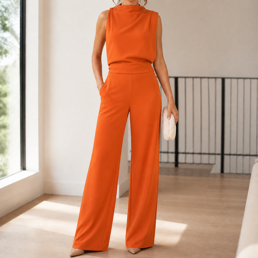 Dahlia-Louise Wide-Leg Jumpsuit - Orange
