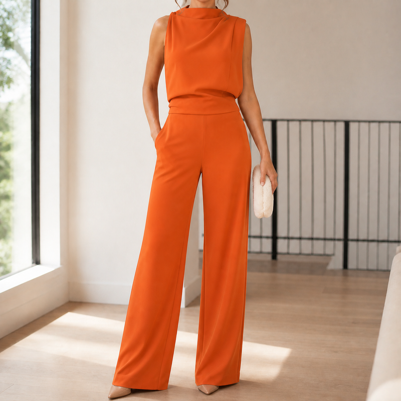 Dahlia-Louise Wide-Leg Jumpsuit - Orange