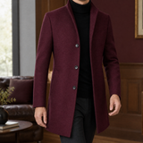 Wyatt Single Breasted Overcoat - Wine Red