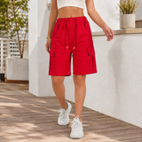 Vivienne Relaxed Cargo Shorts - Red