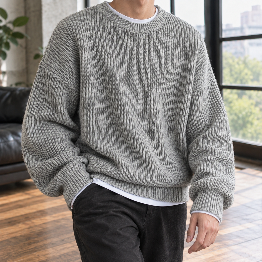 Knox Ribbed Sweater - Gray