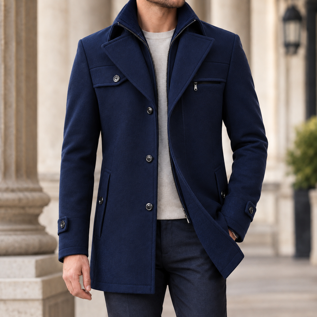 Pierrick Wool Coat - Navy
