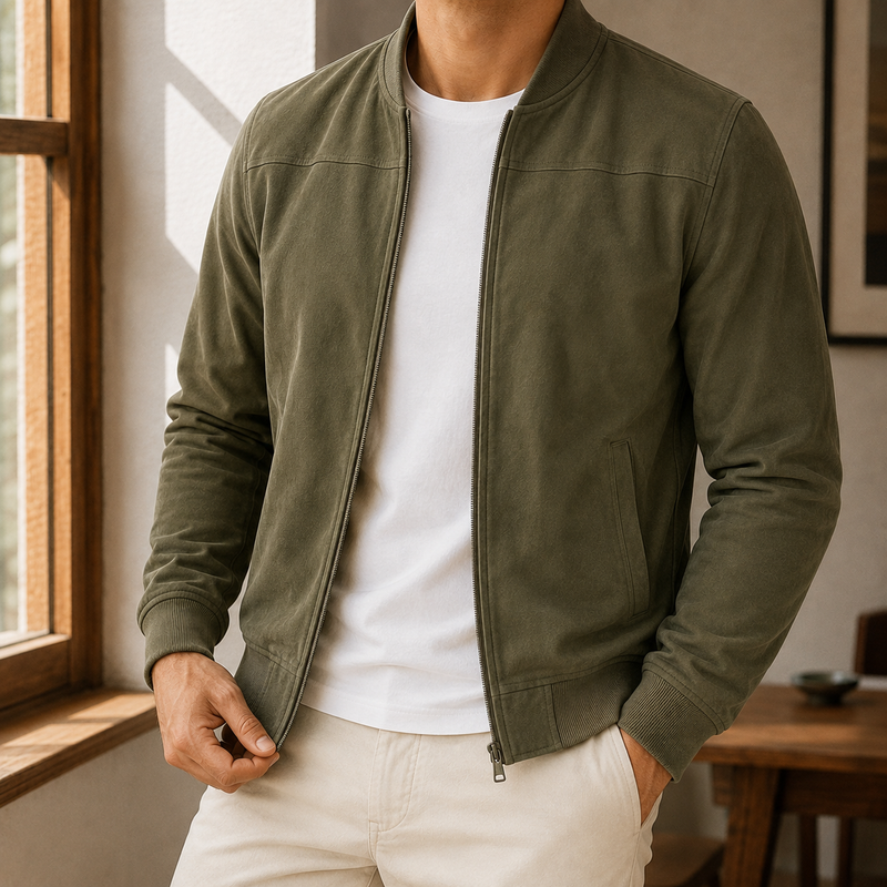Magnus Bomber Jacket - Olive Green