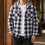 Gilles Plaid Hooded Overshirt - Gray Plaid