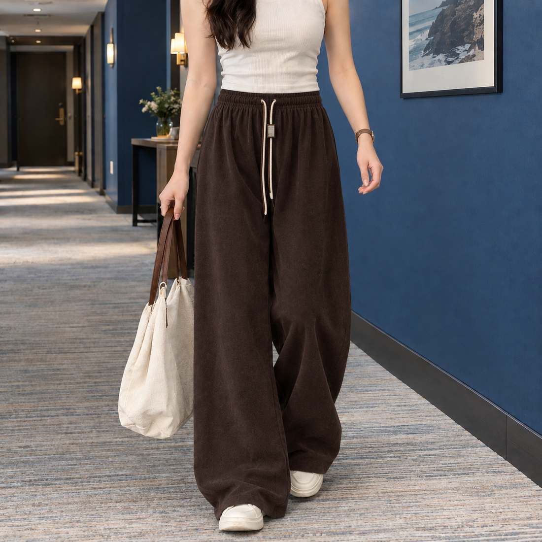 Kelsey Wide Leg Pants - Brown
