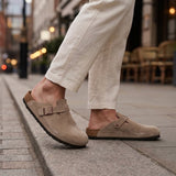 Lorenzo Suede Mules - Light Beige