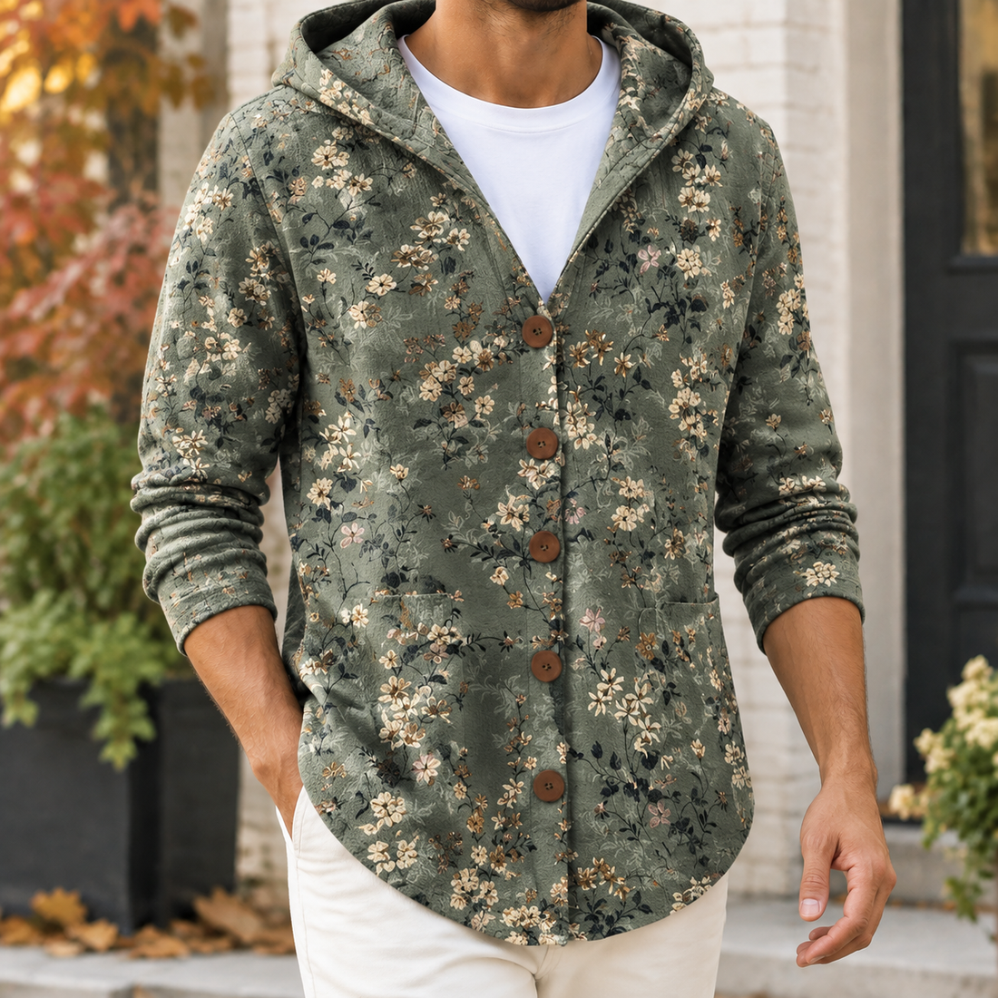 Florian Hooded Cardigan - Dark Green