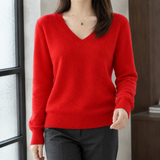 Natalie V-Neck Sweater - Red