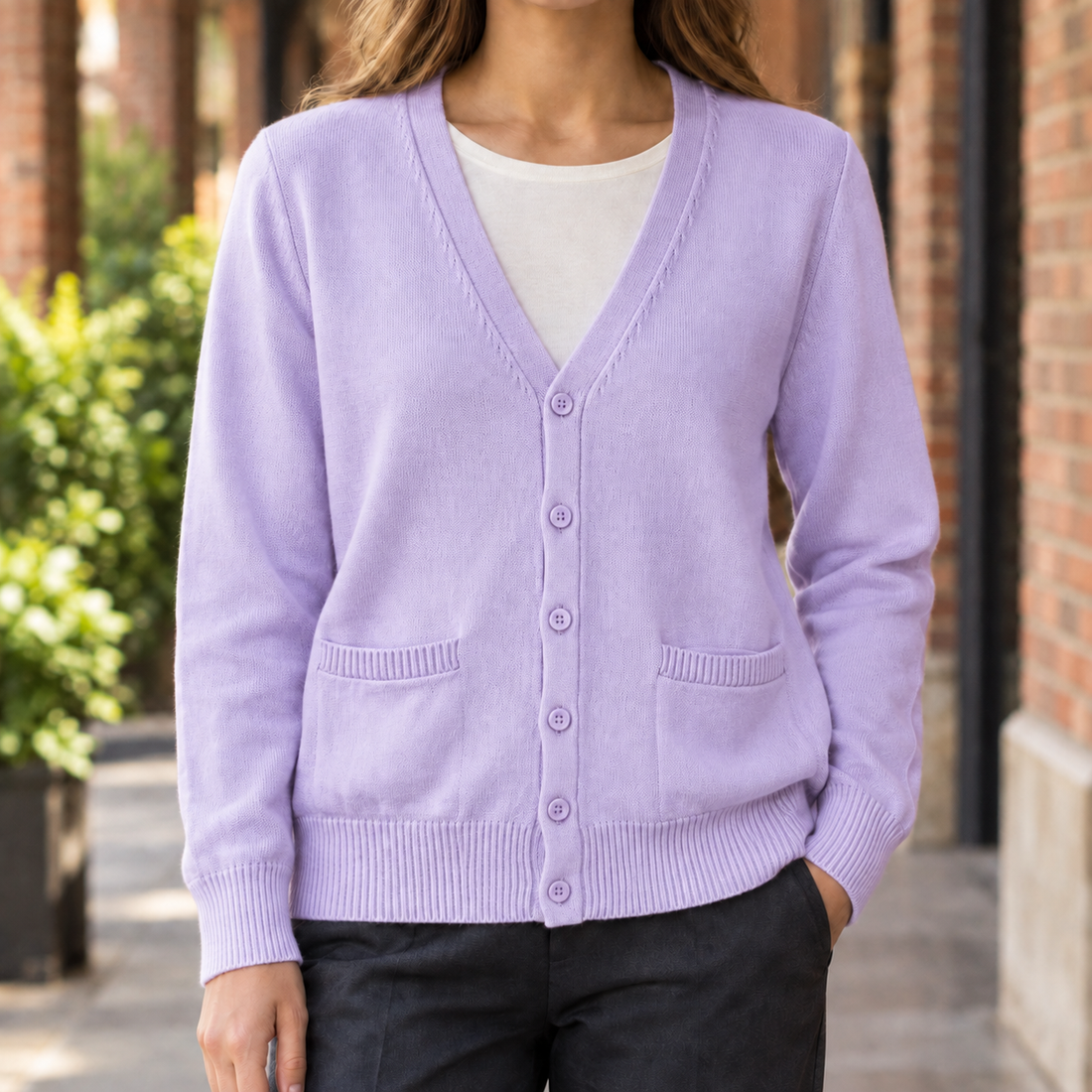 Gwendolen-Kate V-Neck Cardigan - Light Purple