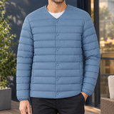 Harlan Collarless Jacket - Haze Blue