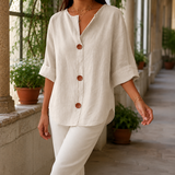 Valencia Button Front Shirt - Beige