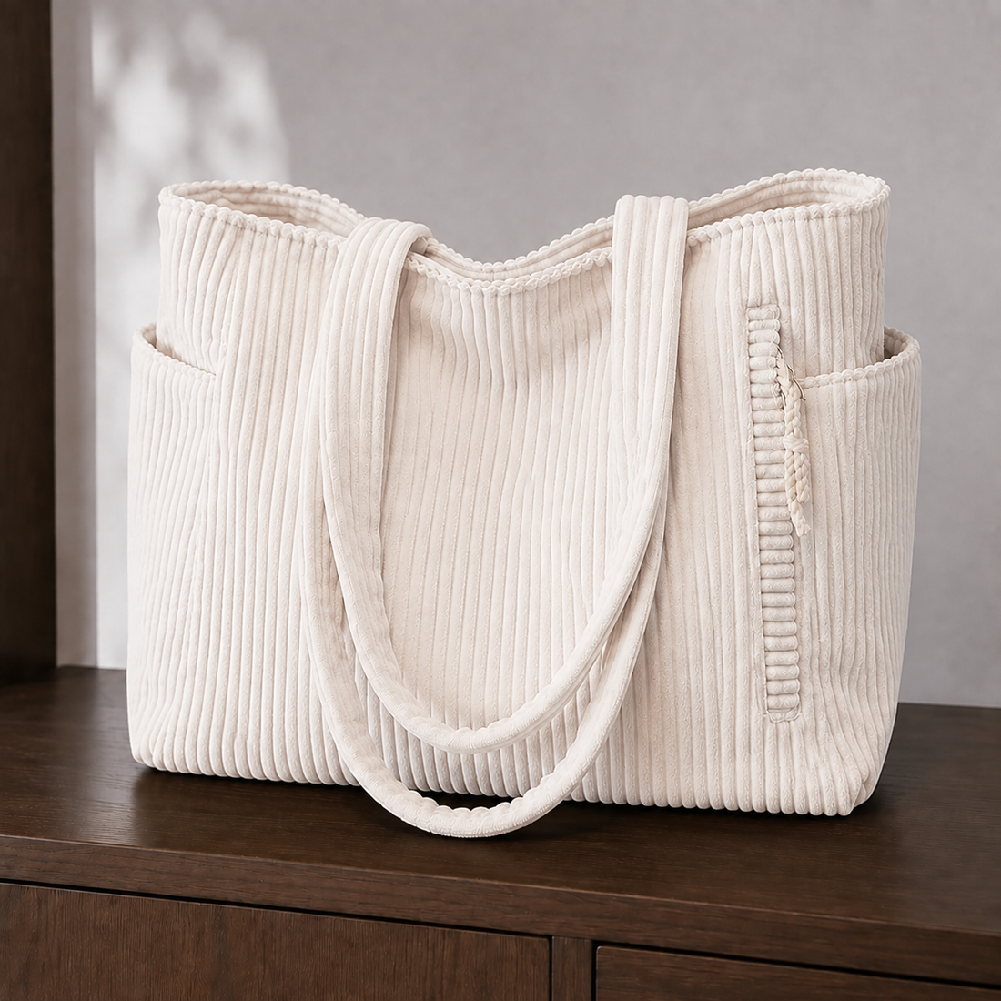 Roncalli Ribbed Tote - White