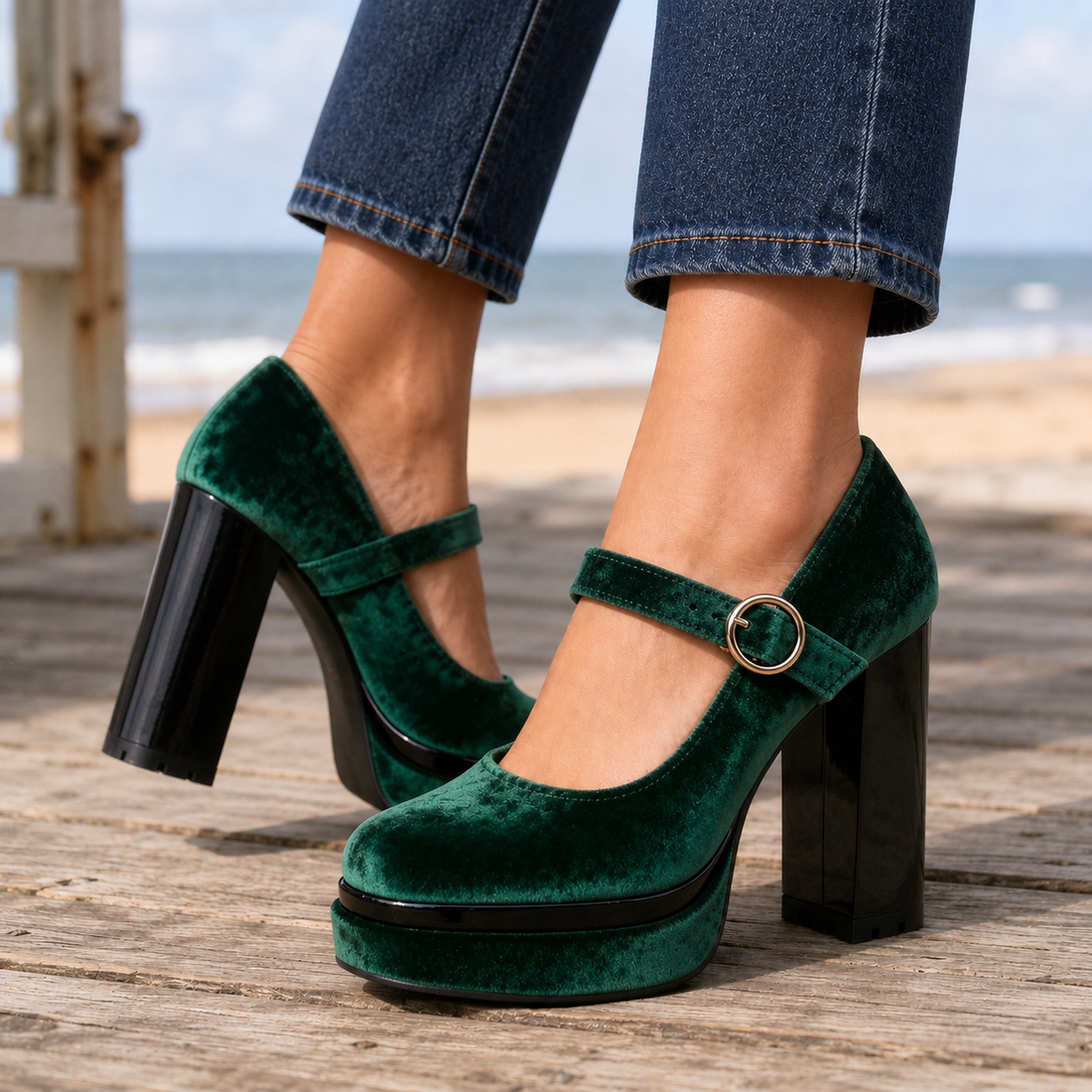 Gori Mary Jane Heels - Green