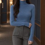 Perpetua-Pearl Ribbed Sweater - Blue