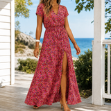 Alba-June Wrap Maxi Dress - Dark Red