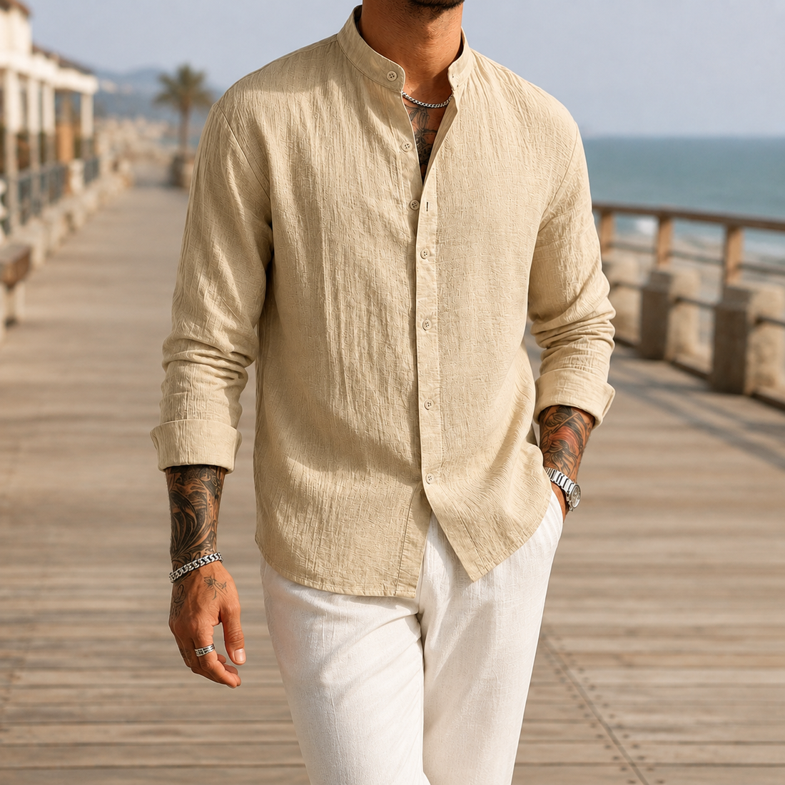 Carter Textured Shirt - Beige