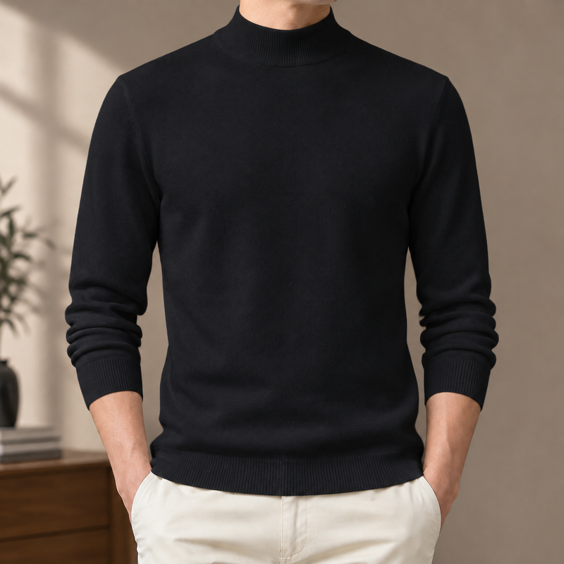 Florian Mock Neck Sweater - Black