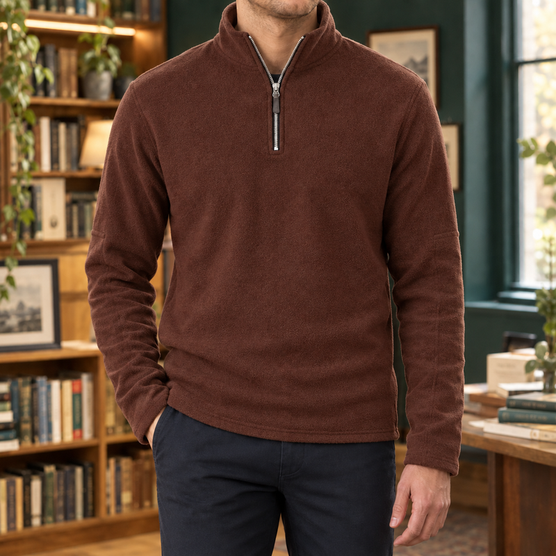 Wyatt Quarter Zip Top - Dark Brown