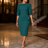 Liora-Claire Peplum Dress - Peacock Blue