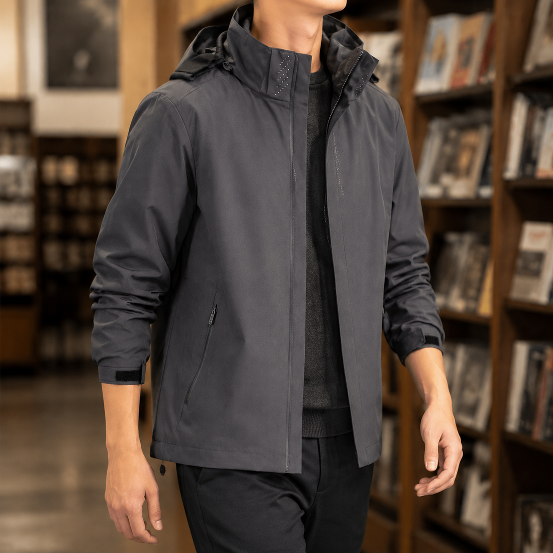 Edouard Hooded Jacket - Men's Model-dark Gray