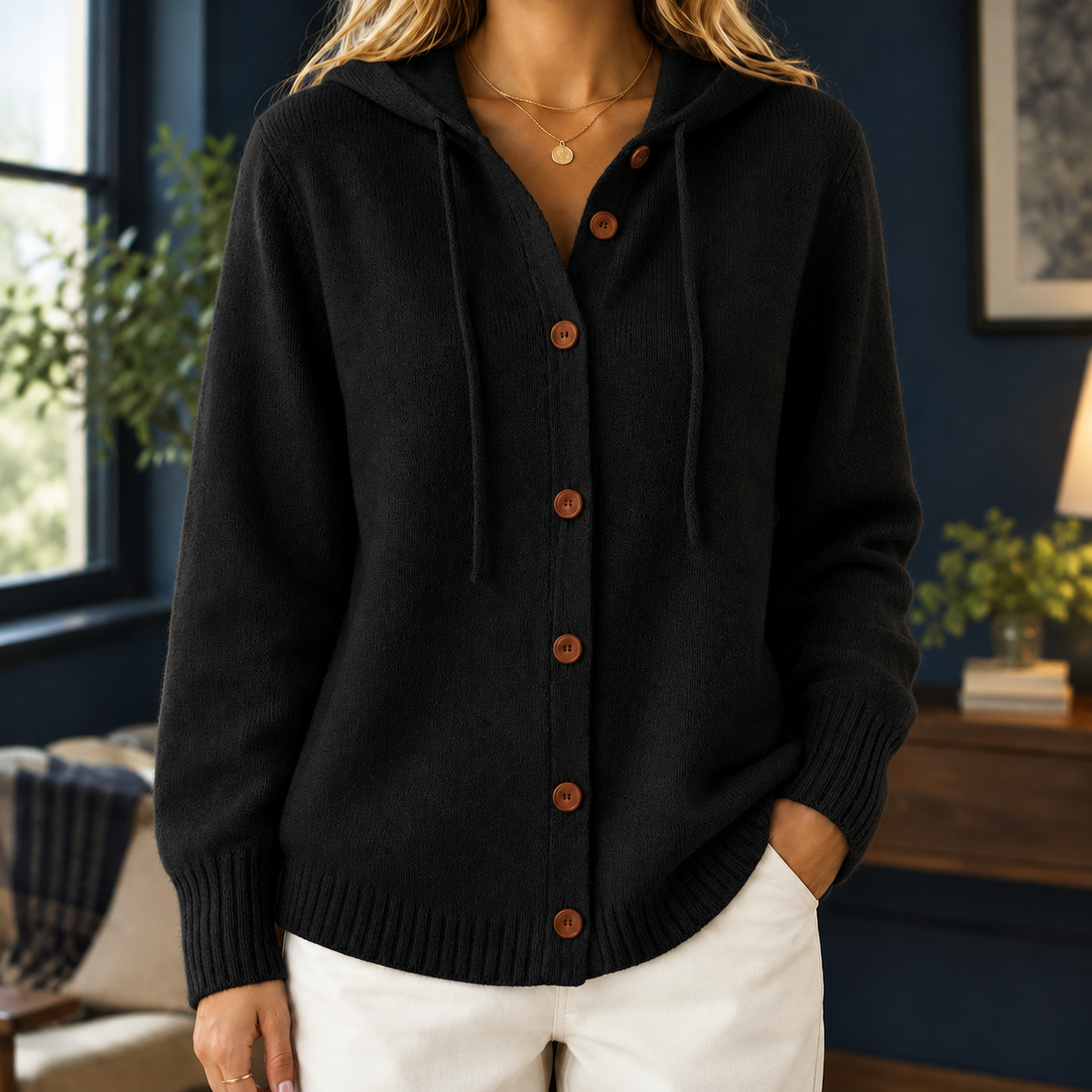 Diantha Hooded Cardigan - Black
