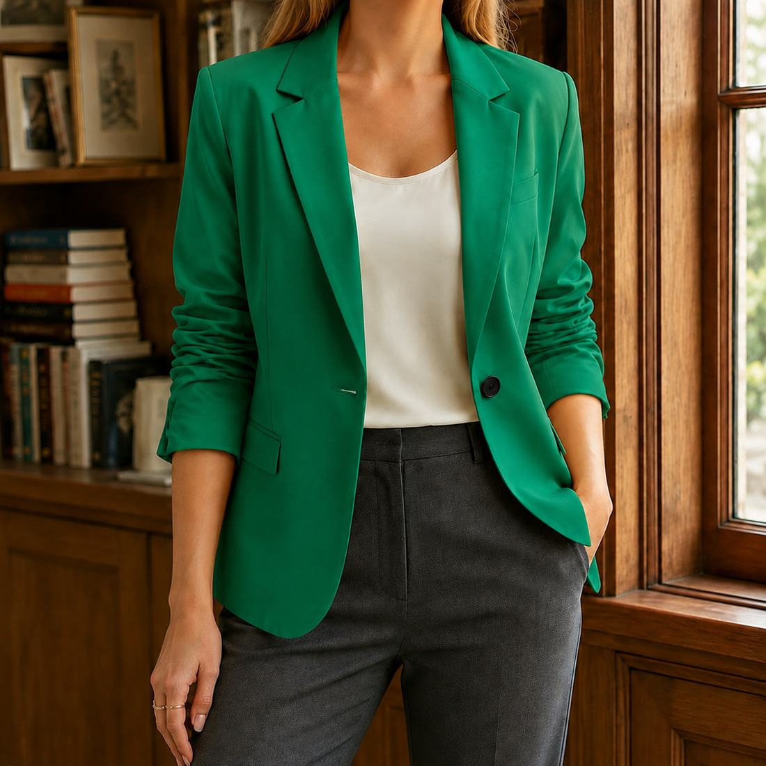 Natalia-Grace Tailored Blazer - Green