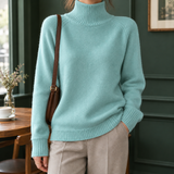 Rosalind-Pearl Ribbed Turtleneck Sweater - Clear Water Green